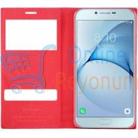 Samsung Galaxy A8 Darbeye Dayanıklı Pencereli Kapaklı Kılıf
